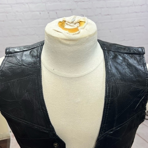 Navarre Leather Company Vintage Quilted Leather Vest in Black Medium 90s 80s - Picture 8 of 16